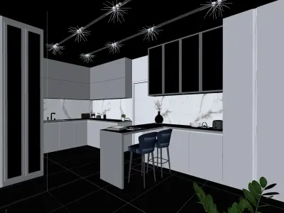 Apartment Interior - Living-Dining-Kitchen 3D model