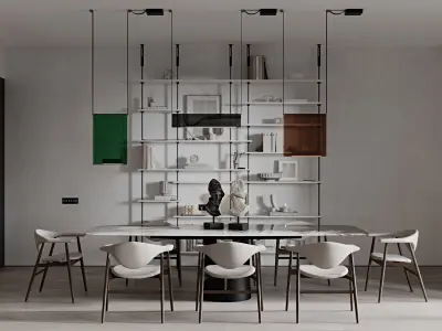 B L A C K modern living room with walls 3D model