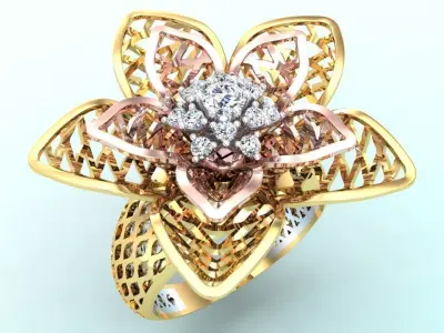  Mesh flower ring - Italian rings - Womens Rings - N6702 3D print model