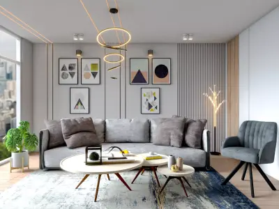 LIVING ROOM   I   INTERIOR DESIGN  3D MODELLING  I  3D RENDERING 3D model