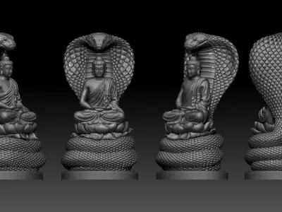 Buddha and snake  3D print model
