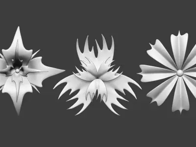 25 Decorative and heraldic flower heads IMM brush set for Zbrush 3D model