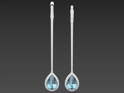 luxury diamond earring je0041 3D print model