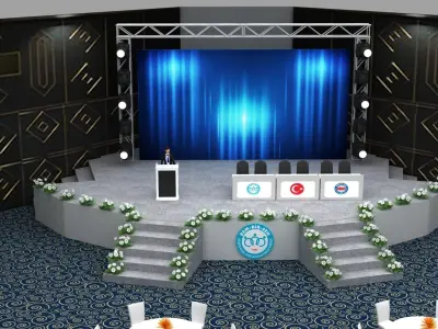 3d Stage Decoration with Circle Table 006 3D model