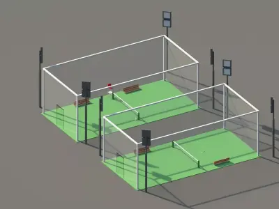 Low Poly Tennis Courts Low-poly 3D model