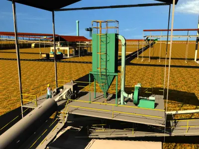 Cement Plant - Limestone Stockpile Stacker Reclaimer Free 3D model