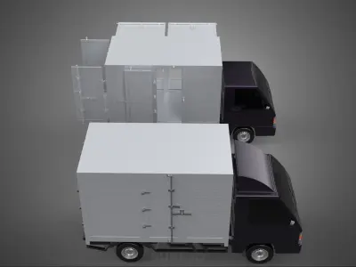 2 CONFIGURATION OPEN CLOSED BOX TRUCK DELIVERY CARGO PICKUP VAN 3D model
