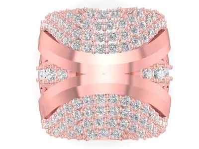 Luxury Crossover Diamond Women Ring 3D Model 2786 3D print model