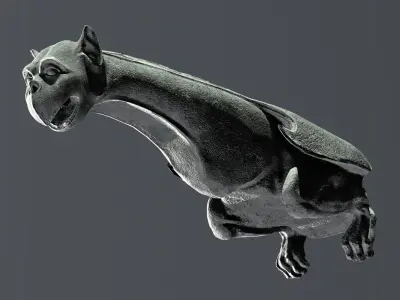 Waterspout Gargoyle Toon Bat Low-poly 3D model