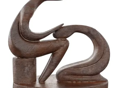 Wooden Statue 01  Abstract Wooden Sculpture Low-poly 3D model