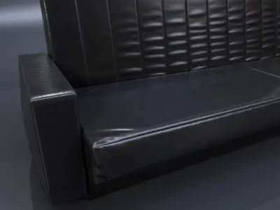 Triple Leather Sofa Low Poly Low-poly 3D model