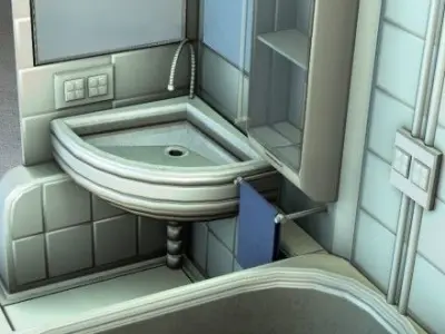 Compact Bathroom Module Free low-poly 3D model