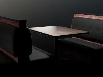 Rustic Restaurant Booth - with LODs for Game Engines Low-poly 3D model