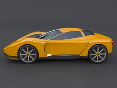Yellow toy car concept 3D print model