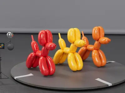 Balloon Dog Prop  Stylized 3D Model Lookdev  Render Ready Free 3D model