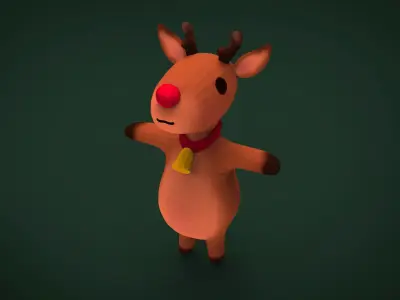 Cute christmas reindeer Low-poly 3D model