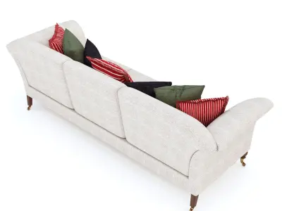 Three seat Victorian Sofa with throw cushions 3D model