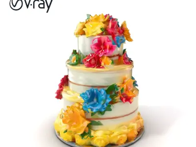 Elegant Celebration Cake Model Pack Low-poly 3D model