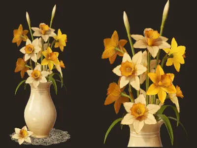 House Plants Pack - Bouquets and Potted Plants Low-poly 3D model