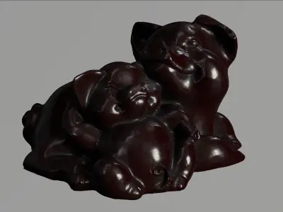 Pig Sculpture 3d with 4k texture pack Low-poly 3D model