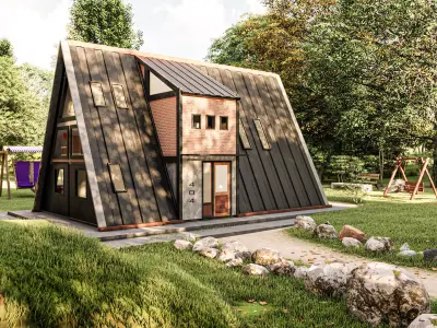 Two Storey A - Frame tiny house 3D model