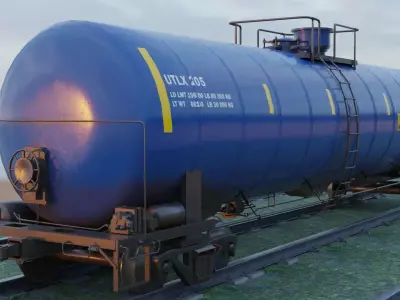 Railway Tank Car - Railroad - Train Tank Wagon Low-poly 3D model Low-poly 3D model