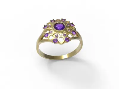 Pretty ring - Titanic sapphire 3D print model 3D print model