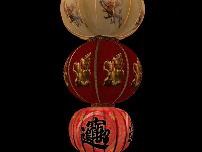 Chinese red lantern 3D model 41