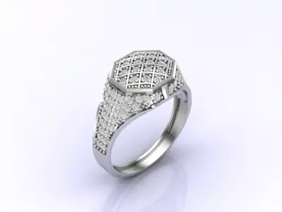 Print Ready STL 3DM  Gents Rings Diamond Men Ring  3D print model 20