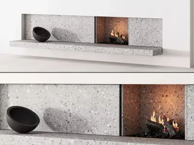 158 fireplace decorative wall kit 04 minimal terrazzo chimney 00 3D model
