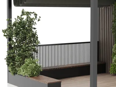 Landscape Furniture with Pergola and Roof garden 17 3D model