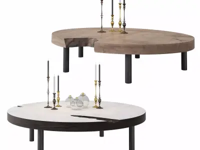 Bddw Weathered Coffee Tables with decor 3D model