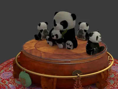 Chinese panda  doll 3D model