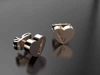 Cartier heart earrings 3D print model