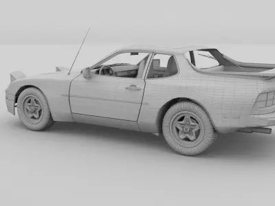 Early Porsche 944 with interior rev 3D model