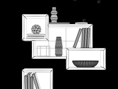 Wall Bookcase 3D model