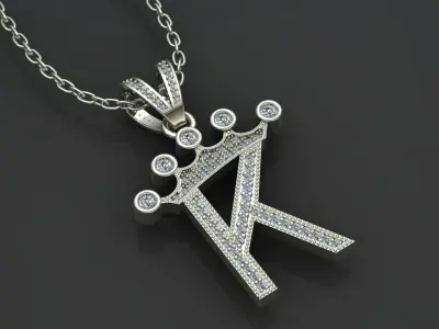K letter pendant 3D print model