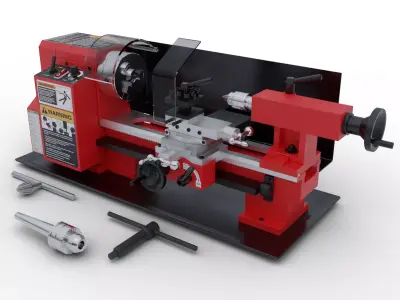 Mini Lathe Low-poly 3D model