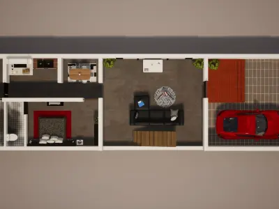 House  123 with aerial views 3D model