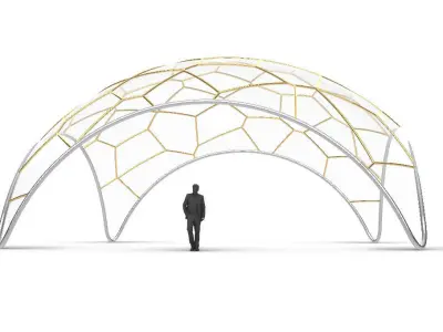 Voronoi Dome Wireframe Structure Stand Alone Pavilion v1 3D model
