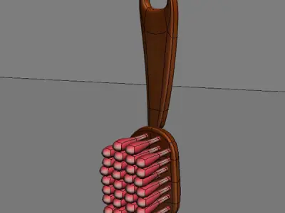Brush wooden with bristles 3D model
