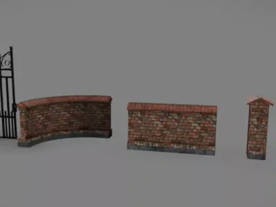 Brick Fences Low-poly 3D model