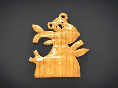 Wall decoration with Koala motif Low-poly 3D model