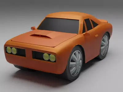 Cartoon Muscle Car 3D Low-poly 3D model