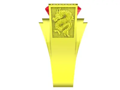 Bold Emerald Cut Gemstone Ring with Diamond Panels for Men 4464 3D print model