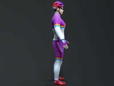 Cyclist Women Low-poly 3D model