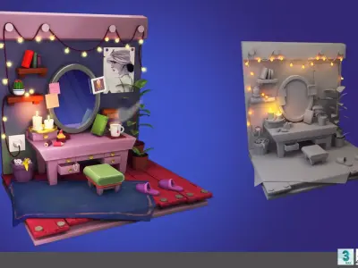 3D isometric miroir  Low-poly 3D model