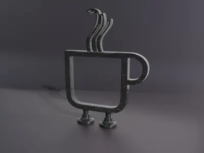 3D Model of a metl  Cup with Legs Free 3D model
