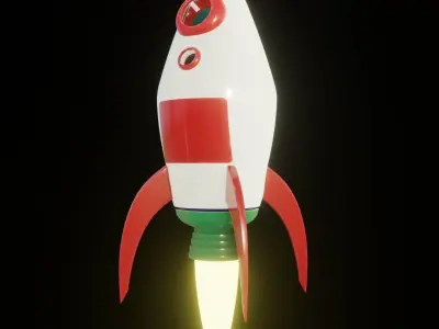 Cartoon Rocket 3D model Low-poly 3D model
