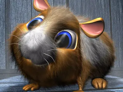 Cartoon Hamster Rigged Low-poly 3D model